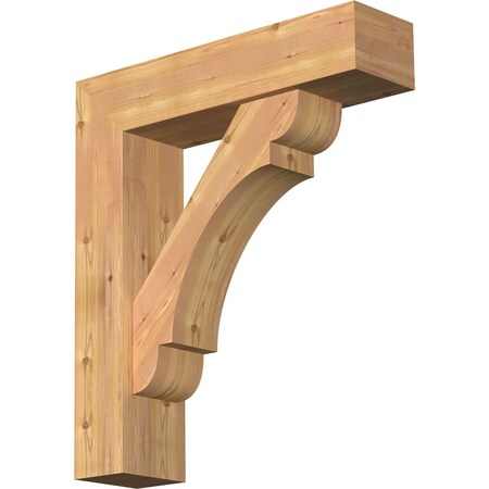Ekena Millwork Olympic Block Smooth Bracket w/ Offset Brace, Western Red Cedar, 7 1/2"W x 30"D x 34"H BKT0806X30X34OLY05SWR